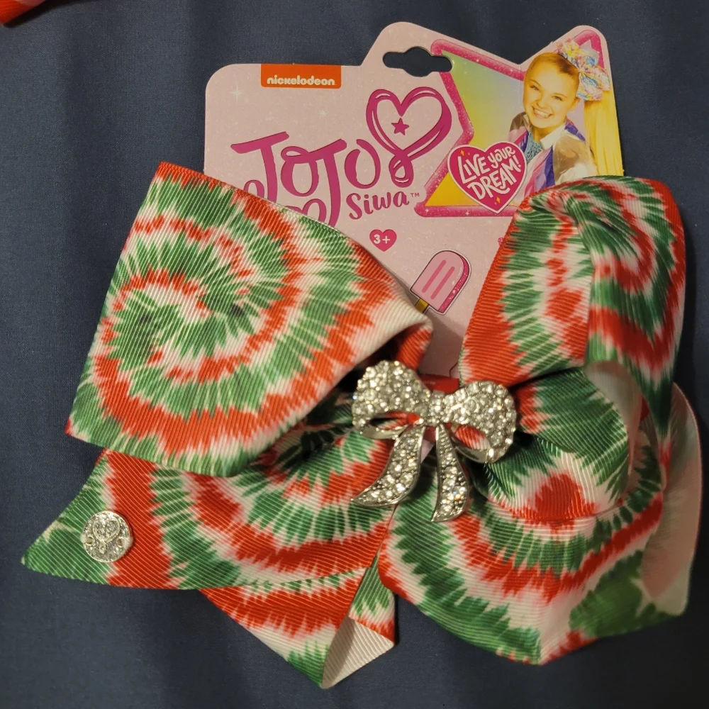 New JoJo Siwa Christmas sequins and tie dye hair bows, Set of 3